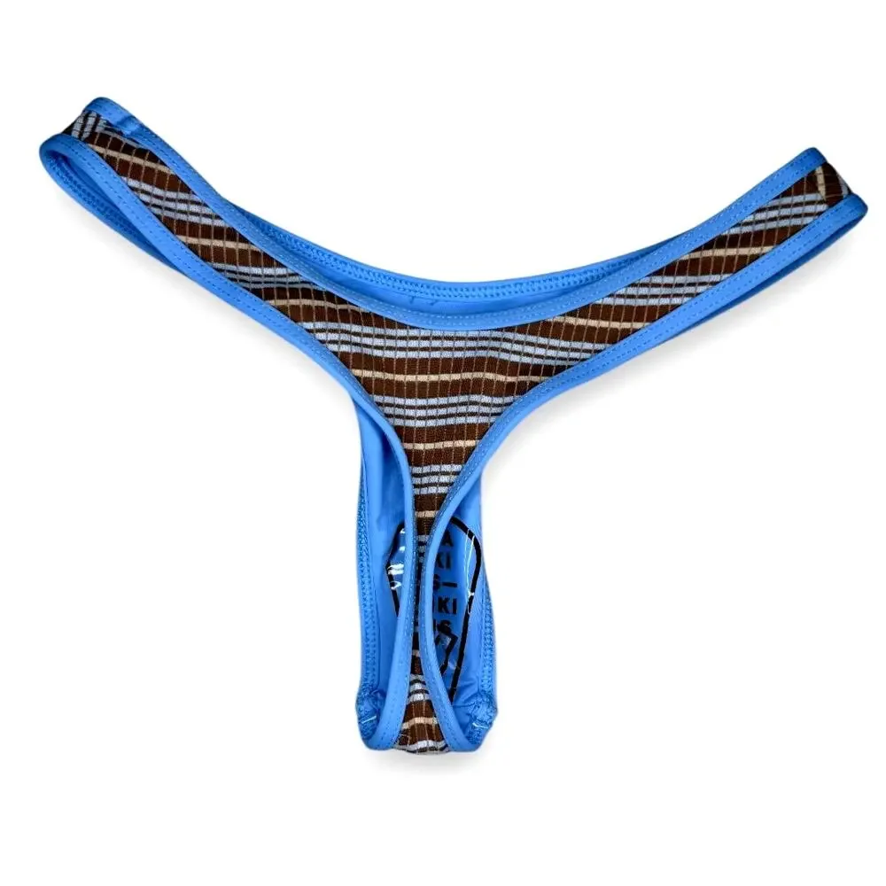 Frankies Bikini's Dove Striped Full Moon Bottom- Size S